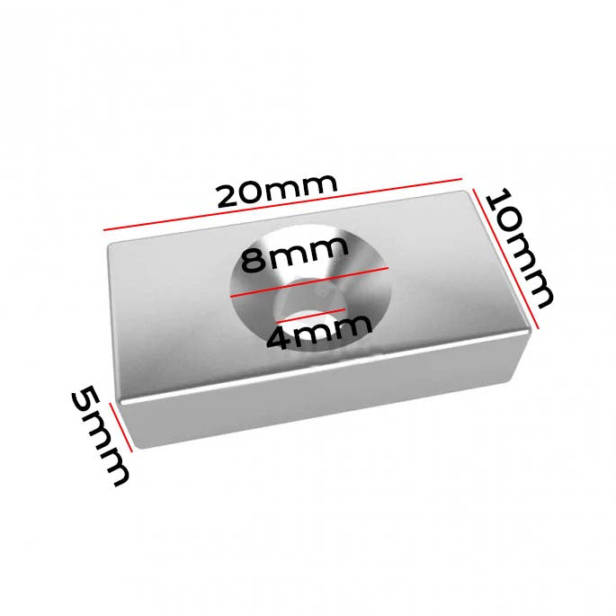 Neodymium Magnet 20x10x5mm with 4mm Hole N42 in Sri Lanka – TechShop.LK