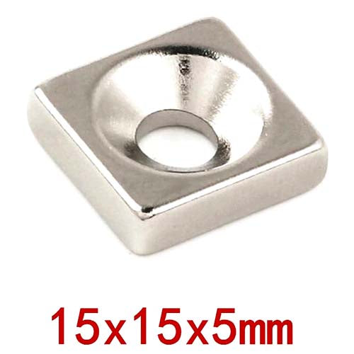 Neodymium Square Block 15x15x5mm with 5mm Hole in Sri Lanka