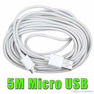 Extra Long 5m Micro USB Cable for Charging & Power Supply
