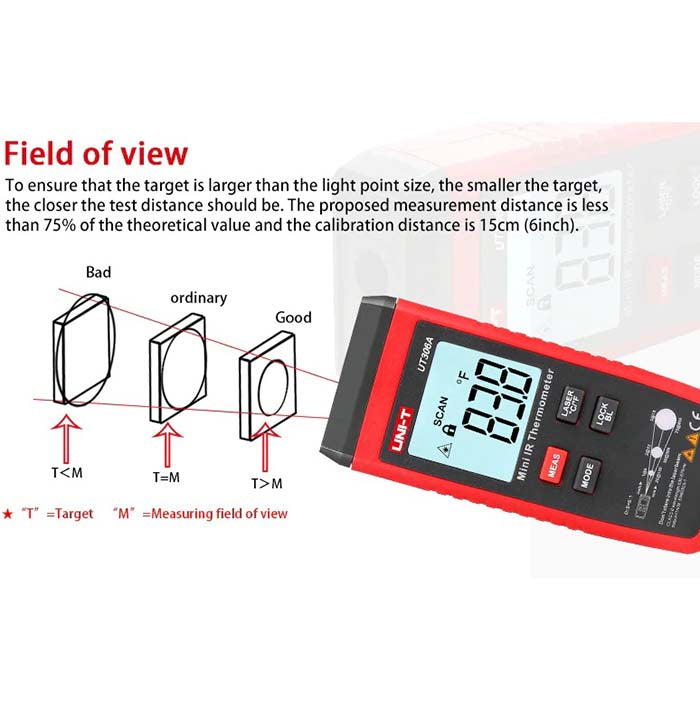 UNI-T UT306S UT306C Digital Infrared Thermometer Non-contact Laser Thermometer  Gun Temperature Tester -50-500