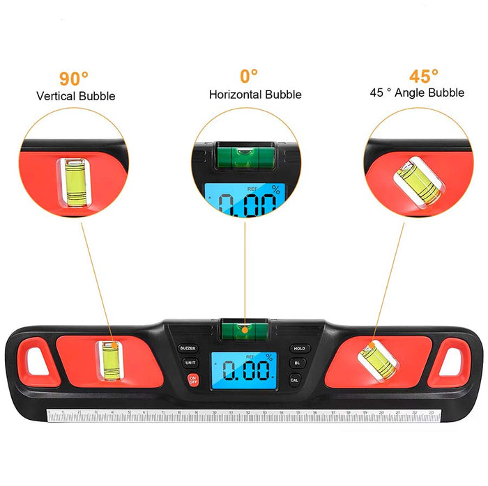 11 Inch Digital Spirit Level Inclinometer with Magnetic Base