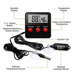 Greenhouse & Farm Thermometer Hygrometer with External Probes