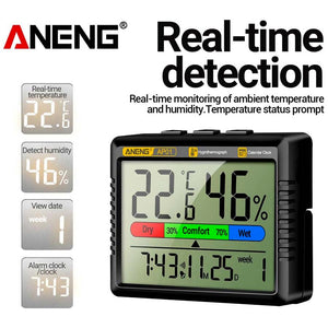 Thermometer & Hygrometer with Clock ANENG AP01