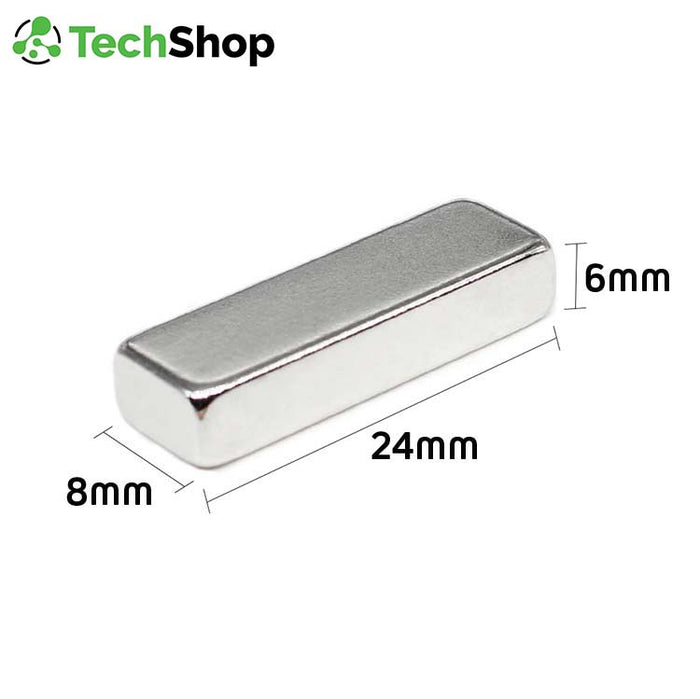 Neodymium Bar Magnet Block 24x8x6mm