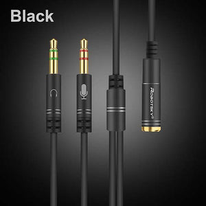 Microphone Headset Audio Splitter Cable 3.5mm