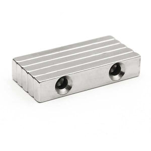 Neodymium Magnet Bar 48x10x5mm with 2 Countersunk Holes