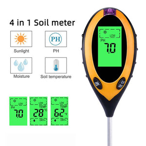 Digital Soil Tester 4 in 1, pH, Temperature, Light & Moisture Meter