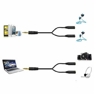 Earphone Splitter for Dual Audio Lines Output 3.5mm