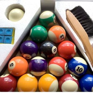 Pool Balls Billiard Set 2 1/4" with Brush & Chalk