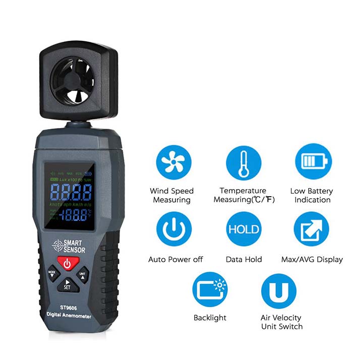 Anemometer Sensor Module SMART SENSOR Mini Digital Anemometer 0.3-30m/s Air Flow Tester in Sri ...