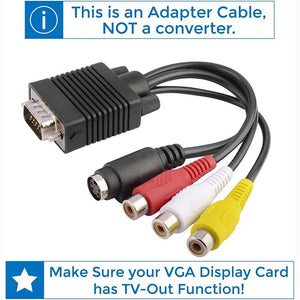 VGA Port (supports TV out) to 3 RCS & S-Video AV Adapter